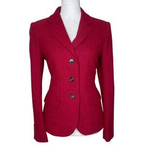 Gerard Darel Womens Red Wool Button Blazer Jacket EU Sz 40 Preppy Career Office